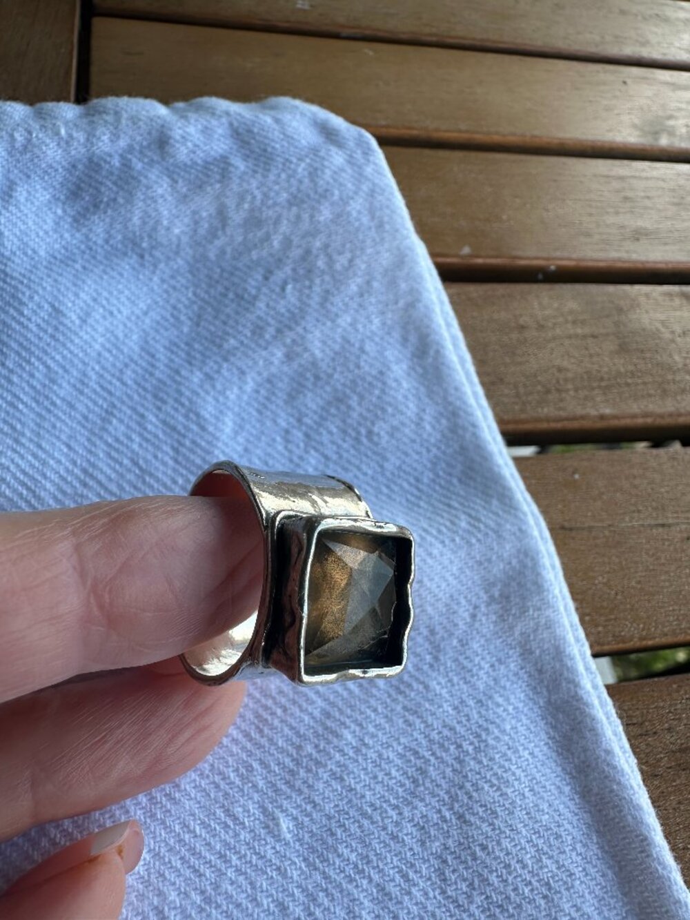 Silpada Chunky Artisan Silver Ring Smoky Quartz